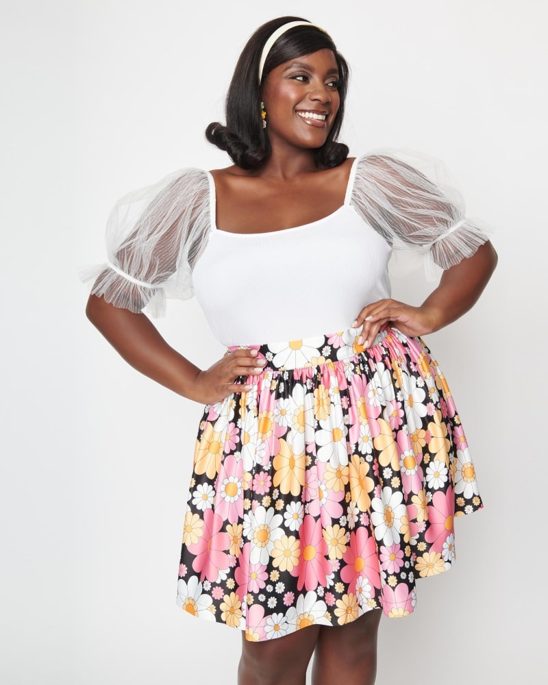 Plus size white flare skirt top